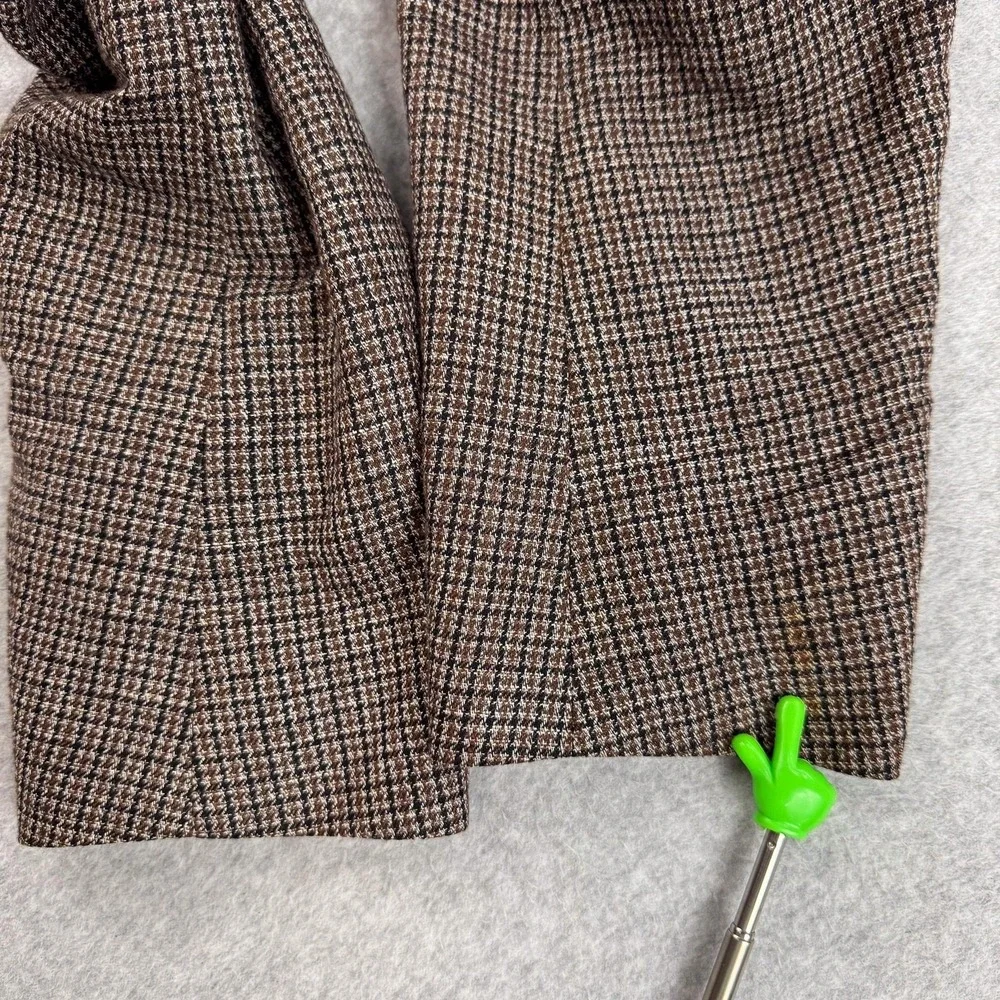Banana Republic Blazer Mens 44R Brown Check Linen Cotton Tweed Sport Coat Jacket